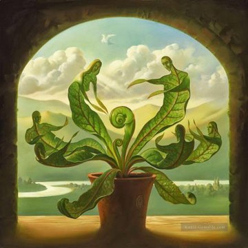 Surrealismus Werke - Wunder der Geburt Surrealismus Pflanzen Blätter